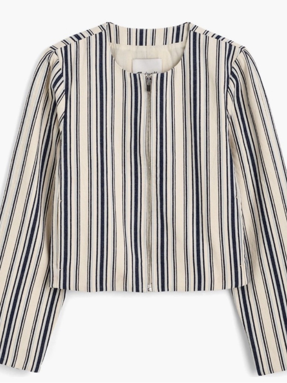 NWT Madewell Striped Cropped Jacket (Ivory and Navy)